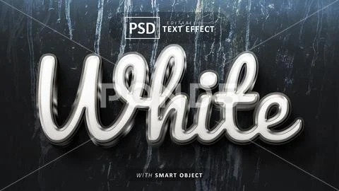 White 3d text effect editable PSD Template