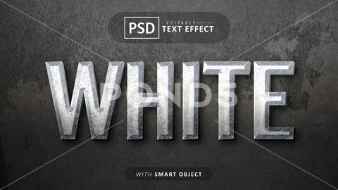 White 3d text effect editable PSD Template