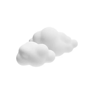White 3d two clouds icon, vector weather forecast cloudy symbol, 3D realistic Illustrazione stock