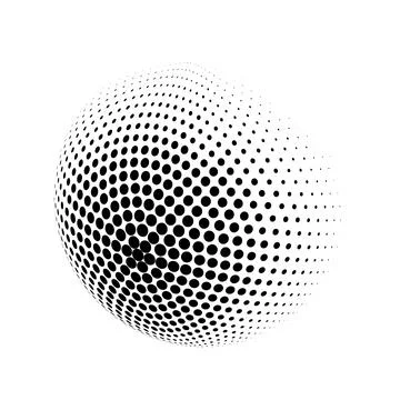 White 3D vector halftone sphere. Halftone design elements. Vector illustratio 스톡 일러스트