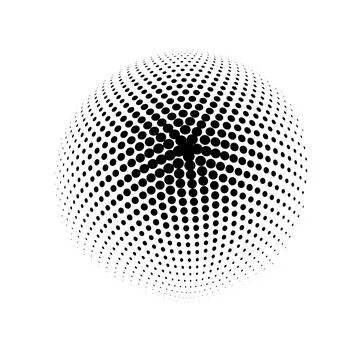 White 3D vector halftone sphere. Halftone design elements. Vector illustratio Stock Illustration