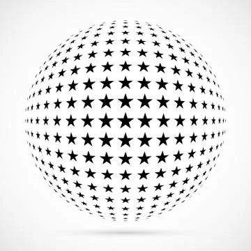 White 3D vector halftone sphere.Dotted spherical background.Logo template wit Stock Illustration