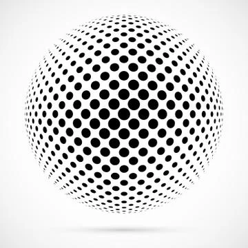 White 3D vector halftone sphere.Dotted spherical background.Logo template wit 스톡 일러스트