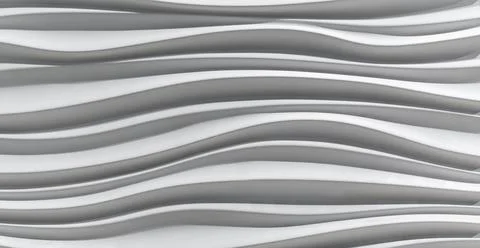 White 3D wall with wave texture pattern. Stock Photos