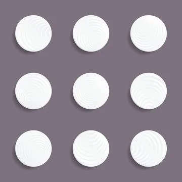 White 3D web buttons with spiral decor Stock Illustration