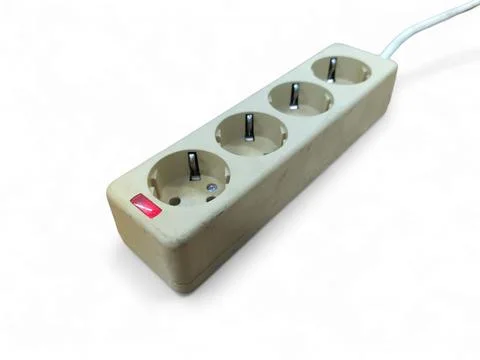 White 4 hole socket ( stop contact) isolated on white background Stock Photos