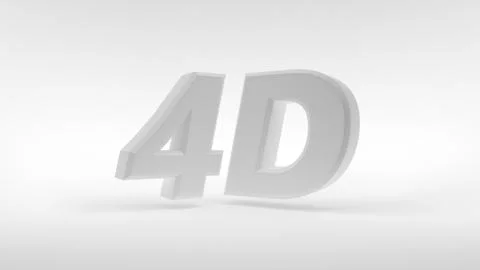 White 4D logo isolated on white background with reflection effect. 3d rendering. Stock Illustration