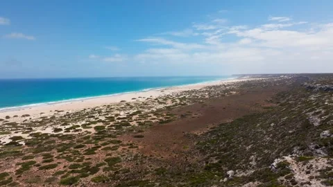 A white 4x4 parked facing the ocean at the top of a hill, filmed with a drone Stock Footage 345852444