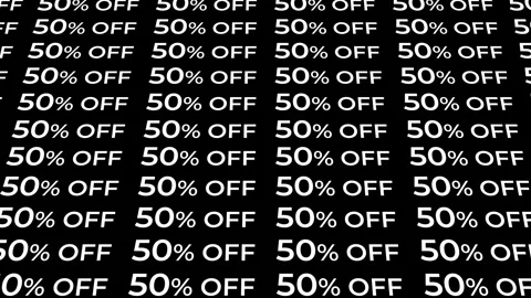 White 50% off discount text pattern seamless loop animation. Vidéo 341289212