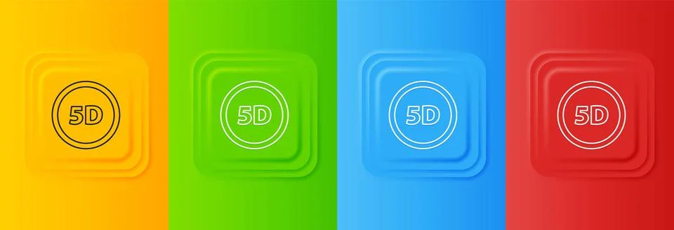 White 5d virtual reality icon isolated on colorful background. Large three-.. Stock Illustration