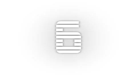 White 6 icon with shadow isolated on white background. Stock Footage 205586876