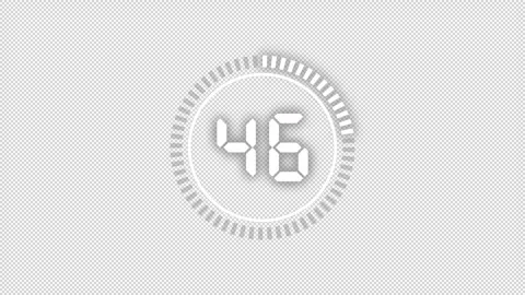 White 60 Second Digital Countdown Timer Alpha Channel Animation Stock Footage 335717789