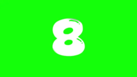 A white 8 on black background and the number green screen logo animated Stock Footage 346200798