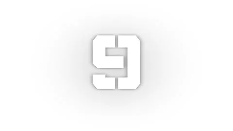 White 9 icon with shadow isolated on white background. Stock Footage 205066206