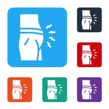 White Abdominal bloating icon isolated on white background. Constipation or Stock Illustration