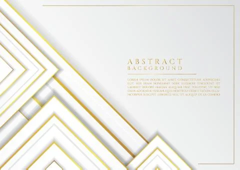White abstact square overlap layer gold metallic design with space for conten Stock Illustration