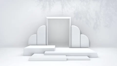 White abstract 3D render geometric cube pedestal podium backdrop show displ.. Video stock 317645384