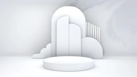 White abstract 3D render geometric circle pedestal podium backdrop show dis.. Stock Footage 317645397