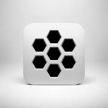 White Abstract App Icon Button Template Illustrazione stock
