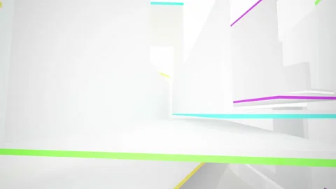 White  abstract architectural background whith colored gradient lines  Stock Footage 96713532