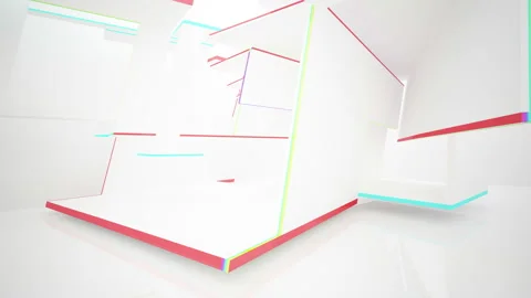 White  abstract architectural background whith colored gradient lines . Stock Footage 100631698