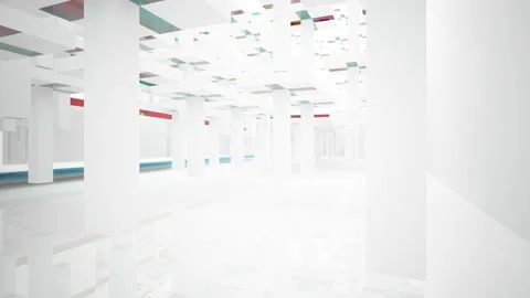 White  abstract architectural background whith colored gradient lines .  Stock Footage 100728838