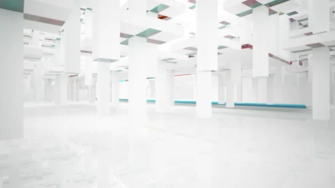 White  abstract architectural background whith colored gradient lines .  Stock Footage 100729099