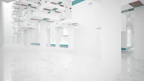 White  abstract architectural background whith colored gradient lines .  Stock Footage 100729107
