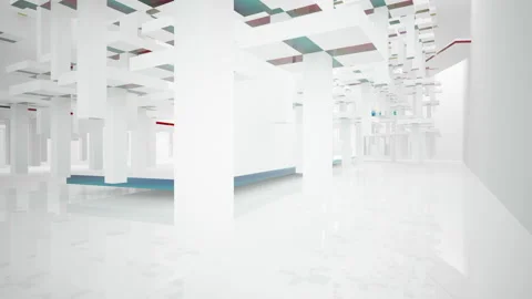 White  abstract architectural background whith colored gradient lines .  Stock Footage 100729130