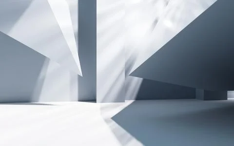 White abstract architecture background, 3d rendering. Ilustração Stock