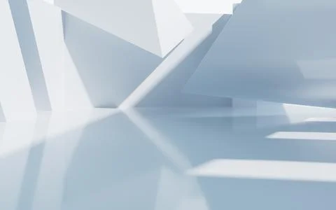 White abstract architecture background, 3d rendering. Ilustração Stock