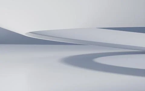 White abstract architecture curved background, 3d rendering. Illustrazione stock