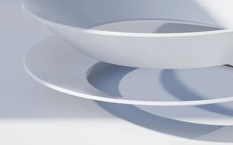 White abstract architecture curved background, 3d rendering. Illustrazione stock