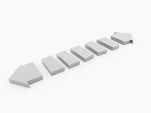 White abstract arrow concept rendered isolated on white background Stock Illustration