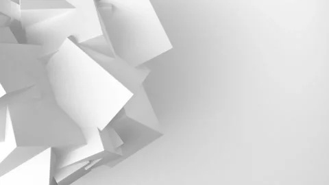 White abstract background of animated geometric three-dimensional shapes Stock Footage 268576015