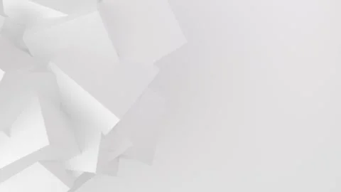 White abstract background of animated geometric three-dimensional shapes Stock Footage 291953995