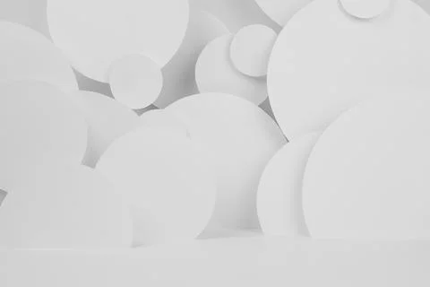 White abstract background of circles pattern with perspective, floor as stage Stock Photos