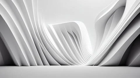White abstract background with curved lines. 3d illustration. Stock Illustration