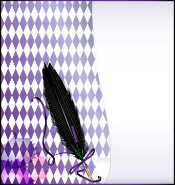 White abstract background with feather pen Stock Illustration