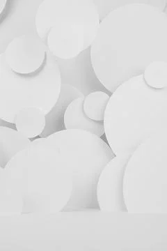 White abstract background of fly circles pattern with perspective, floor as s イラスト素材