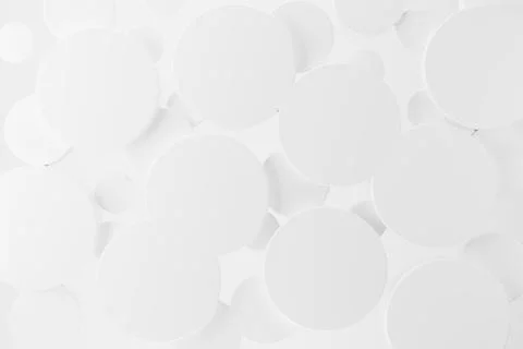 White abstract background with flying plastic cylinders, pattern in soft ligh Stock Photos