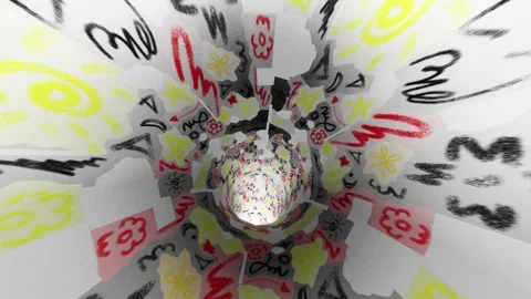 White Abstract background Fun Doodle tunnel backdrop 4k resolution 60 fps Stock Footage 309081093