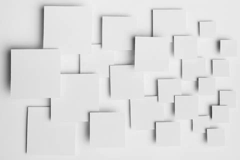 White abstract background - geometric pattern of different size squares in li Stock Photos