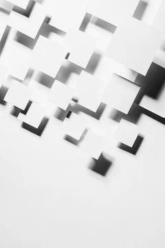 White abstract background - geometric pattern of flying rhombuses in bright l Stock Photos