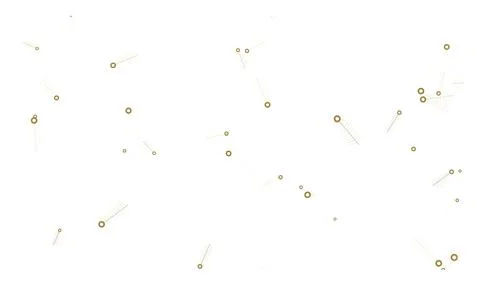 White abstract background with golden feather elements and circles scattere.. Illustrazione stock