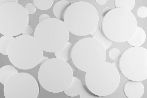 White abstract background with plastic cylinders different size as pattern, t Stock Photos
