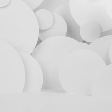 White abstract background of soar circles pattern with perspective, floor, st Foto stock