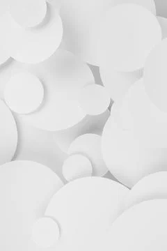 White abstract background of soar paper circles pattern of different size, pe Foto stock
