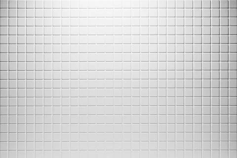 White abstract background of tiny square ceramic tile, pattern, top view. Cla Stock Photos