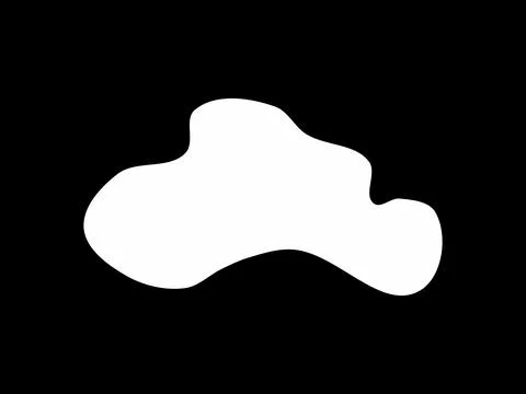 White abstract blob shape, Organic fluid silhouette on black, Minimalist liqu 库存插图